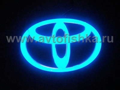 Toyota, светящаяся эмблема на решетку радиатора и крышку багажника, 60 x 90 мм, комплект 2 шт.